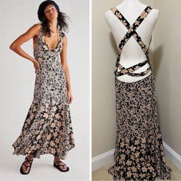 New Free People DEWBERRY MAXI DRESS size L - Picture 1 of 7